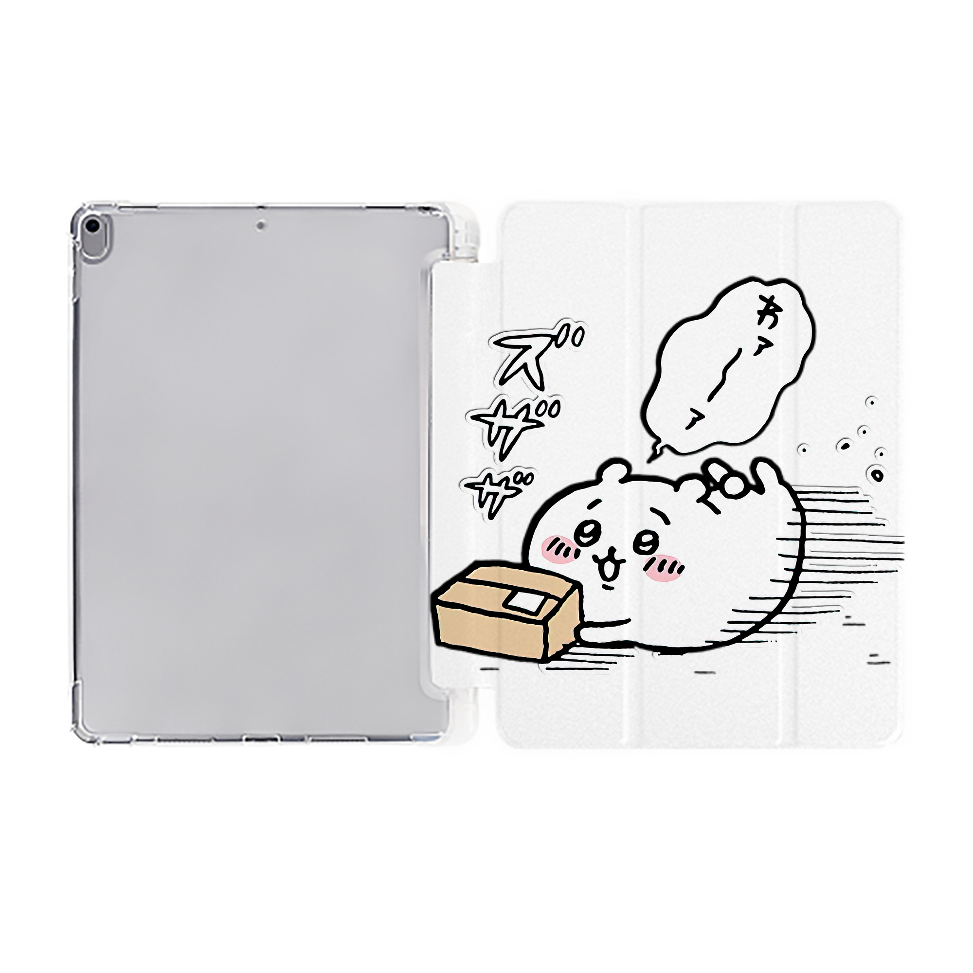 （画像用） ちいかわ ちいかわ Chii-kawa chiikawa IPad ケース ペン収納付き 三つ折りスタンド PUレザー×シリコン 対応機種9.5/10.5/10.9インチ